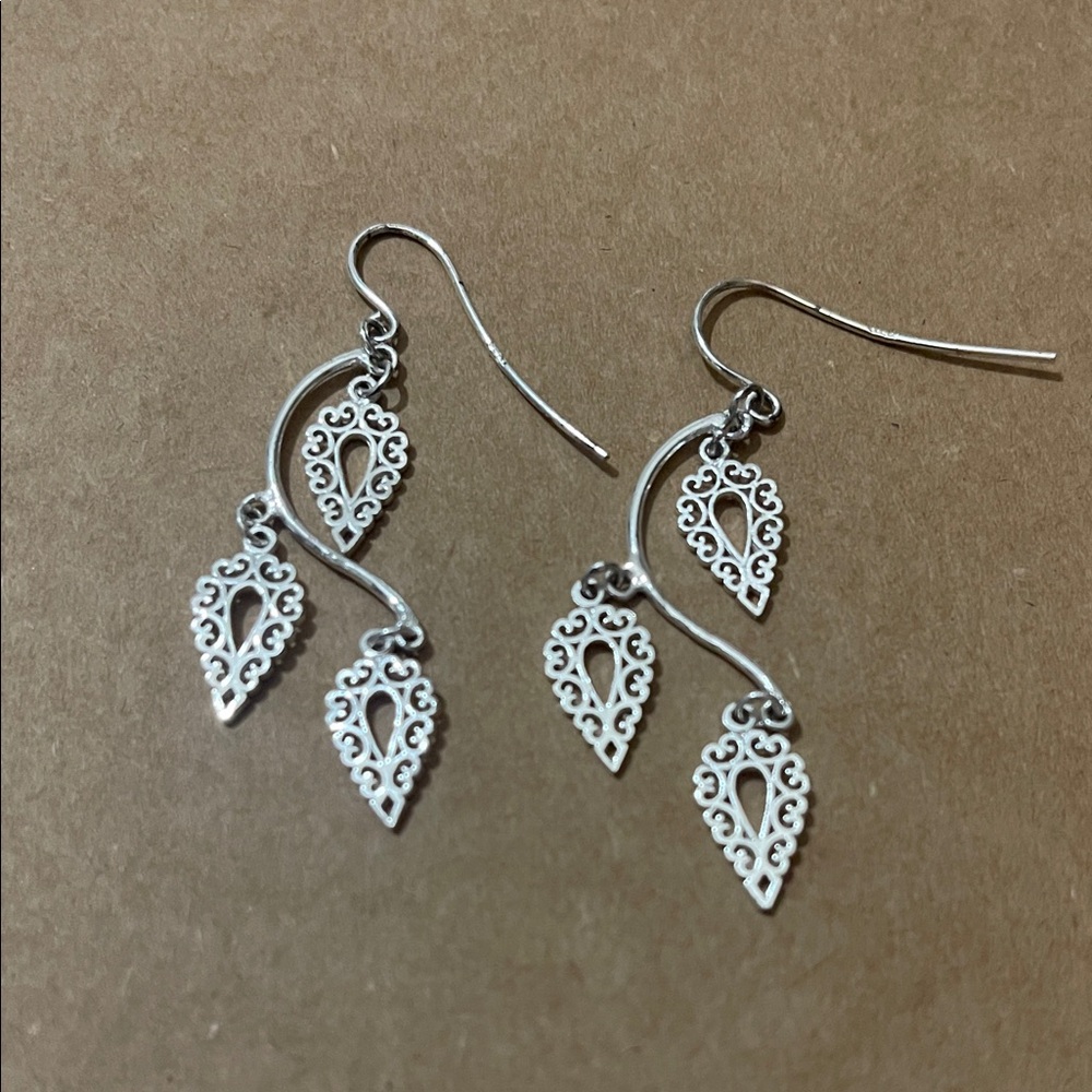 Sterling Silver Filigree Dangle Earrings! Lightweight with movement!